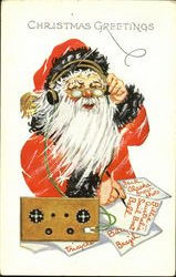 Santa on Radio Postcard