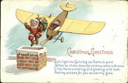 Santa Dropped from Airplane Santa Claus Postcard Postcard