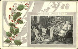 Santa with Masked Children Santa Claus Postcard Postcard