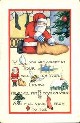 Santa Note with Images Santa Claus Postcard Postcard