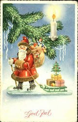 Santa with sled Postcard