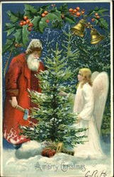 Santa with Angel Postcard