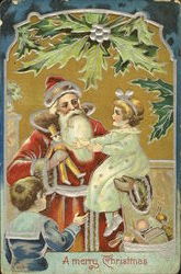 Santa with Children Postcard