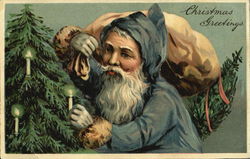 Santa in Blue Robe Postcard