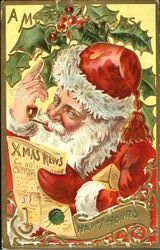 Santa with Pipe Postcard