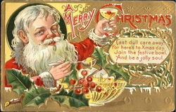 Santa Making a Toast Santa Claus Postcard Postcard