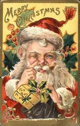 Santa Smoking a Pipe Postcard