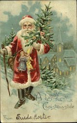 Santa with Tree Santa Claus Postcard Postcard