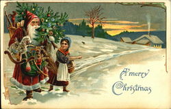 Santa and Girl Postcard