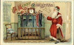 Santa at Fireplace Santa Claus Postcard Postcard