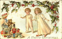 A Merry Christmas Children Postcard Postcard