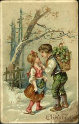 A Merry Christmas Children Postcard Postcard