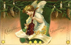 Christmas Greetings Angels Postcard Postcard