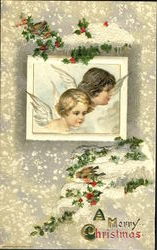 A Merry Christmas Angels Postcard Postcard