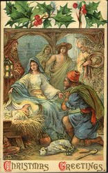 Christmas Greetings Madonna & Child Postcard Postcard