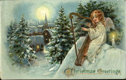 Angel With Harp Postcard