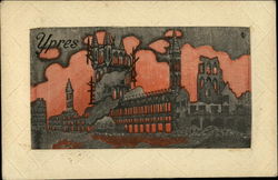 Ypres France in Flames Postcard