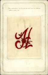 Emboridery - Letter "H" Embroidered Silk Postcard Postcard