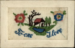 To One I Love Embroidered Silk Postcard Postcard