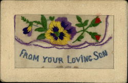 From Your Loving Son Embroidered Silk Postcard Postcard