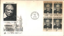 In Memoriam Sir Winston Churchill 1874-1965 Block of Stamps First Day Covers First Day Cover First Day Cover First Day Cover