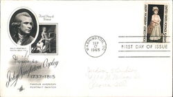 Honoring John Singleton Copley, 1737-1815 - Famous American Portrait Painter First Day Cover