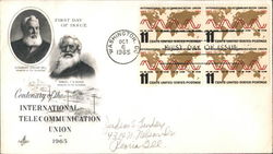 Centenary of the International Telecommunication Union 1965 Block of Stamps First Day Cover