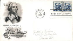 George Washington 5¢ Coil Stamp Prominent Americans Series 1966 Block of Stamps First Day Cover