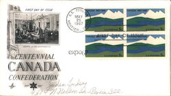 Centennial Canada Confederation Block of Stamps First Day Cover