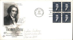 Thomas Paine Block of Stamps First Day Covers First Day Cover First Day Cover First Day Cover