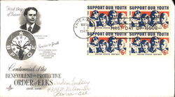 Centennial of the Benevolent and Protective Order of Elks 1868-1968 Block of Stamps First Day Cover