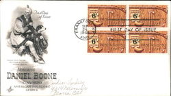 Honoring Daniel Boone 1735-1820 American Folklore Series Block of Stamps First Day Cover