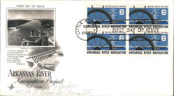 Arkansas River Navigation Project Block of Stamps First Day Cover