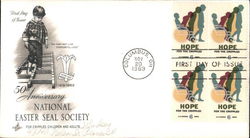 50th Anniversary National Easter Seal Society Block of Stamps First Day Cover