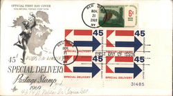 Special Delivery Postage Stamp 1969 Block of Stamps First Day Covers First Day Cover First Day Cover First Day Cover