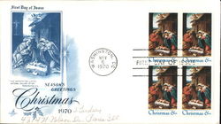 Seasons Greetings Christmas 1970 First Day Covers First Day Cover First Day Cover First Day Cover