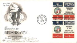 Remember the Prisoners of War, 50th Anniversary Disabled American Veterans 1920-1970 Block of Stamps First Day Covers First Day  First Day Cover