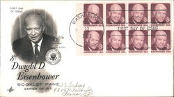 8¢ Dwight D. Eisenhower, 34th President of the United States Block of Stamps First Day Cover