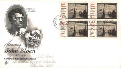 Honoring John Sloan Block of Stamps First Day Cover