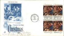 Christmas 1971 Block of Stamps First Day Cover