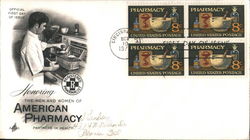 Honoring the Men and Women of American Pharmacy Block of Stamps First Day Cover