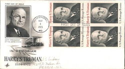 In Memoriam, Harry S. Truman Block of Stamps First Day Cover