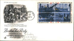 Boston Tea Party December 16, 1773 American Revolution Bicentennial Block of Stamps First Day Covers First Day Cover First Day C First Day Cover