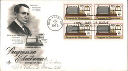 Progress in Electronics Series of 1973 Block of Stamps First Day Cover