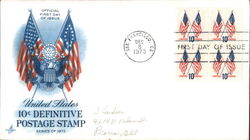 US 10¢ Definitive Postage Stamp Series of 1973 Block of Stamps First Day Cover