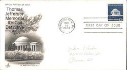 Thomas Jefferson Memorial 10¢ Coil Definitive 1973 First Day Covers First Day Cover First Day Cover First Day Cover