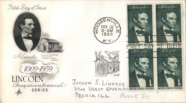 Abraham Lincoln Sesquicentennial Series 1809-1959 Block of Stamps First ...