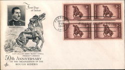 50th Anniversary of the Organization of the Rough Riders Block of Stamps First Day Cover