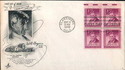 Will Rogers 1879-1935 Plate Block of Stamps First Day Covers First Day Cover First Day Cover First Day Cover