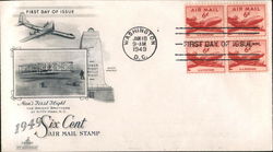 1949 Six Cent Air Mail Stamp Block of Stamps First Day Covers First Day Cover First Day Cover First Day Cover